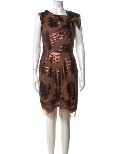 Pre-owned Eva Franco Patterned Mini Dress W/ Tags In Brown/metallic