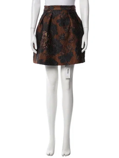 Pre-owned Eva Franco Patterned Mini Skirt In Brown