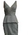 Eva Franco Pinstripe Peplum Waist Dress In Blue In Gray