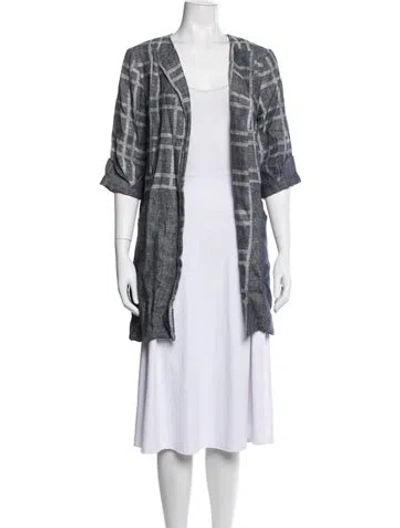 Pre-owned Eva Franco Plaid Print Jacket In Grey