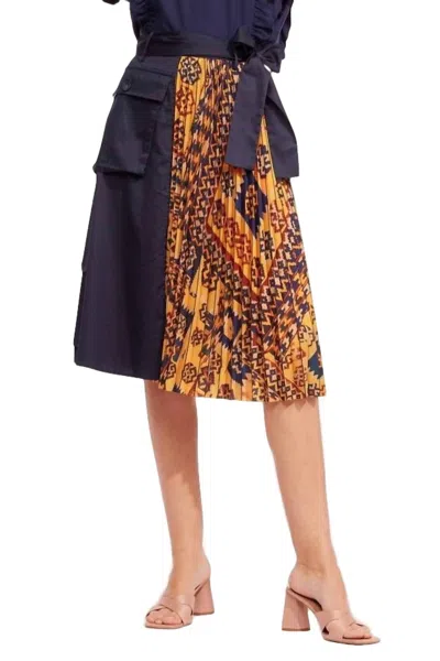 Eva Franco Pleated Cargo Skirt In Blue In Multi