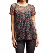Eva Franco Pleated Top In Multi Floral In Multi