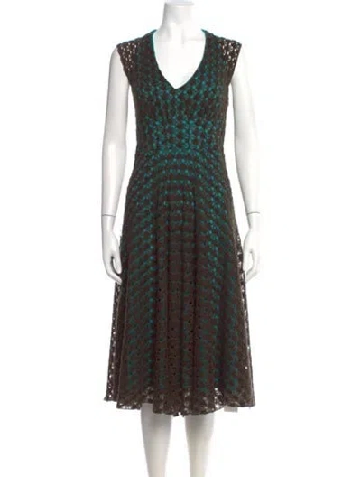 Pre-owned Eva Franco Polka Dot Print Long Dress In Brown