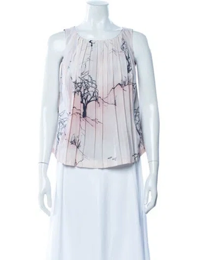 Pre-owned Eva Franco Printed Crew Neck Blouse In Pink