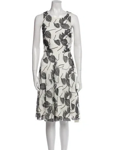 Pre-owned Eva Franco Printed Knee-length Dress In White