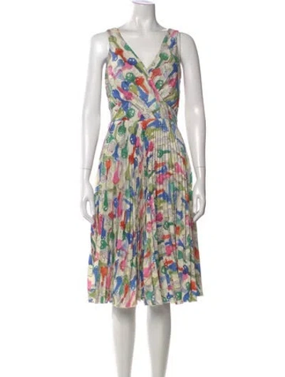 Pre-owned Eva Franco Printed Midi Length Dress In Neutral