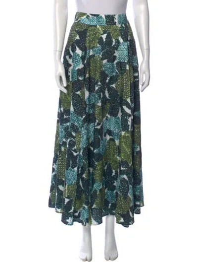 Pre-owned Eva Franco Printed Midi Length Skirt In Green
