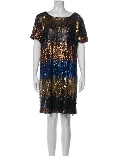 Pre-owned Eva Franco Printed Mini Dress In Black