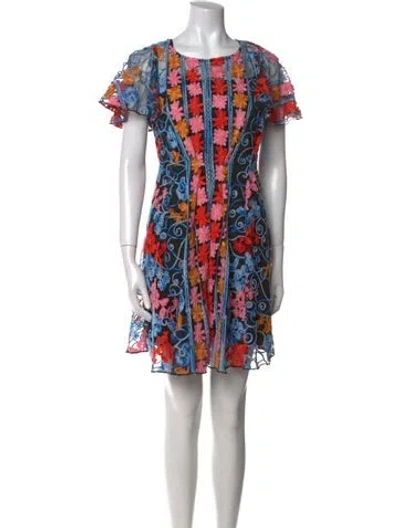 Pre-owned Eva Franco Printed Mini Dress In Blue
