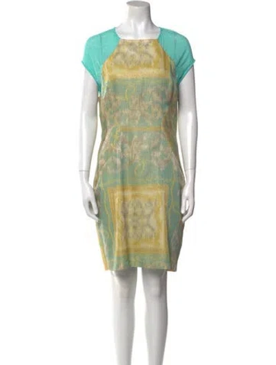 Pre-owned Eva Franco Printed Mini Dress In Green