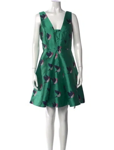 Pre-owned Eva Franco Printed Mini Dress In Green
