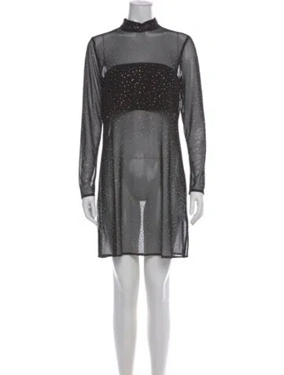 Pre-owned Eva Franco Printed Mini Dress W/ Tags In Black