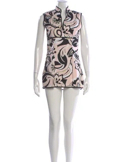 Pre-owned Eva Franco Printed Mini Dress In White
