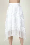 Eva Franco Quin Fringe Midi Skirt In Meringue