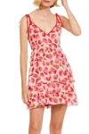 Eva Franco Rada Tiered Mesh Mini Dress In Strawberry Fields In Multi