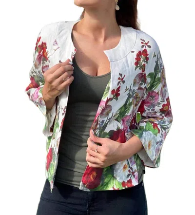 Eva Franco Rose Linen Coat In White