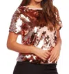 Eva Franco Sequin Tee In Rose In Multi