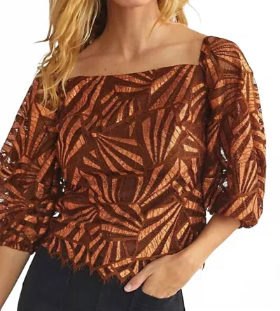 Eva Franco Shine Lace Blouse In Copper Metallic In Brown