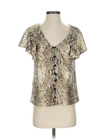 Pre-owned Eva Franco Short Sleeve Blouse In Gold