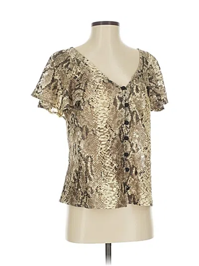 Pre-owned Eva Franco Short Sleeve Blouse In Gold