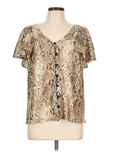 Pre-owned Eva Franco Short Sleeve Blouse In Gold