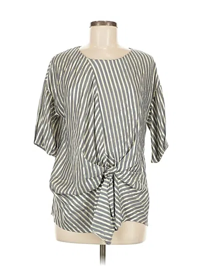 Pre-owned Eva Franco Short Sleeve Blouse In Gray