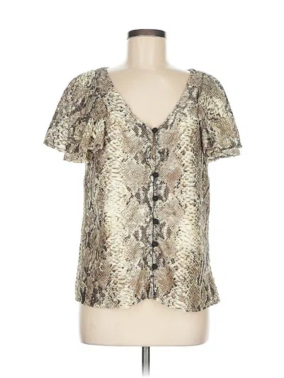 Pre-owned Eva Franco Short Sleeve Blouse In Tan