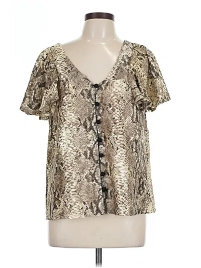 Pre-owned Eva Franco Short Sleeve Blouse In Tan