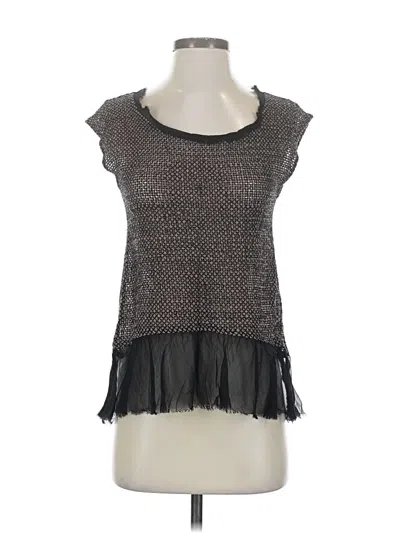 Pre-owned Eva Franco Short Sleeve Top Gray Scoop Neck Tops
