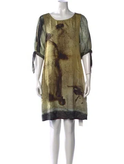 Pre-owned Eva Franco Silk Mini Dress In Green