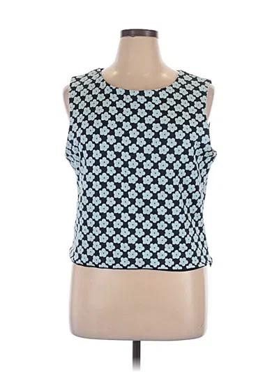 Pre-owned Eva Franco Sleeveless Top Teal Square Neckline Tops In Blue