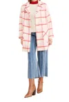 Eva Franco Strawberry Plaid Coat In Pink Plaid In Pink