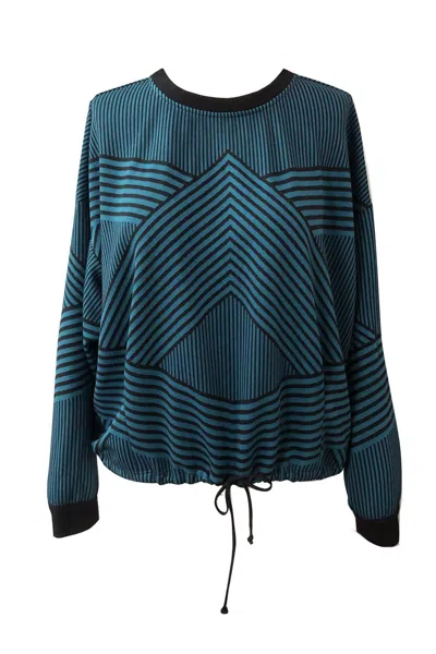 Eva Franco Stripe Brit Wit Sweatshirt Top In Tale And Black In Multi