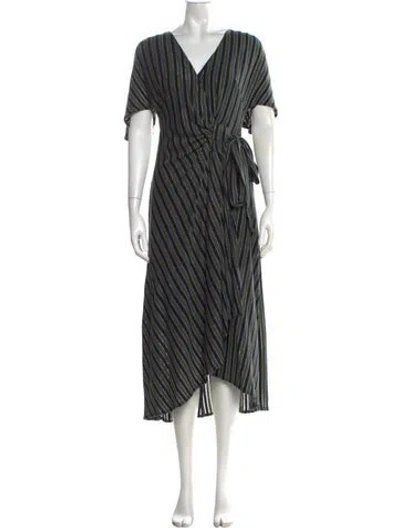 Pre-owned Eva Franco Striped Midi Length Dress In Green