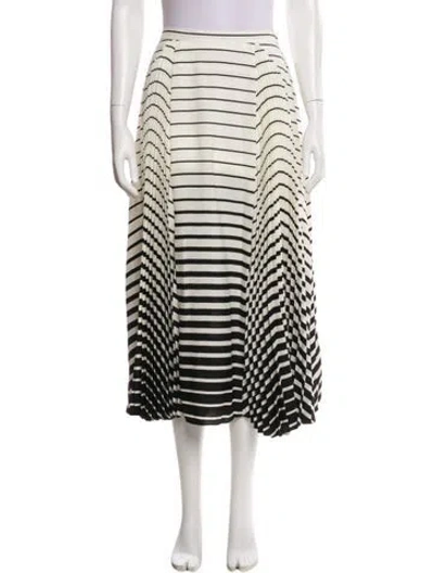 Pre-owned Eva Franco Striped Midi Length Skirt In White