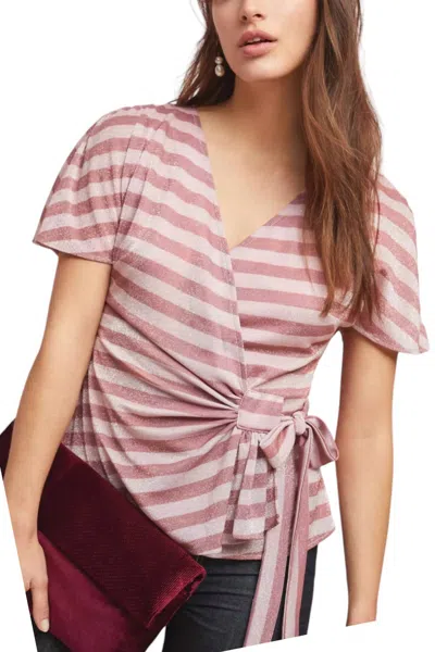 Eva Franco Sweetwater Top In Metallic Stripe In Pink