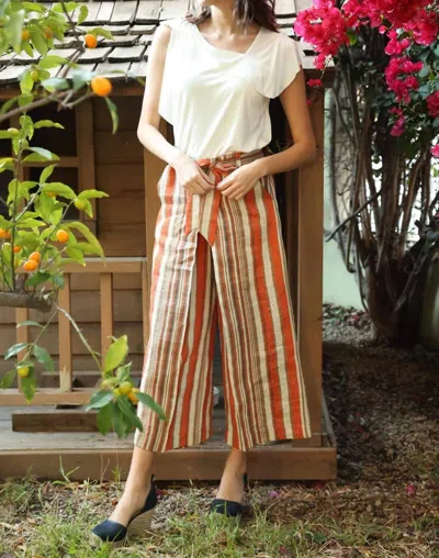 Eva Franco Tabias Wide Leg Pants In Creamsicle Stripe Orange In Multi