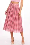 Eva Franco Textured Plaid Midi Skirt In Multi In Red