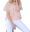 Eva Franco Tiered Polka Dot Top In Beige