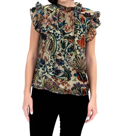 Eva Franco Vixen Top In Vineyard Bloom Pine In Multi