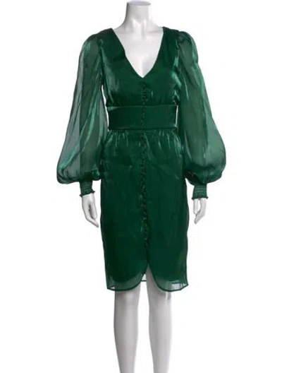 Pre-owned Eva Franco V-neck Knee-length Dress In Green