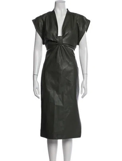Pre-owned Eva Franco V-neck Knee-length Dress W/ Tags In Green