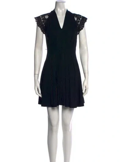 Pre-owned Eva Franco V-neck Mini Dress In Black