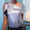 Eva Franco Xena Metallic Top In Silver In Silver