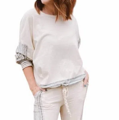 Eva Franco Zen Stripe Sweatshirt Top In White