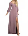 Eva London Chiffon Long Sleeve Sweetheart Evening Dress In Mauve