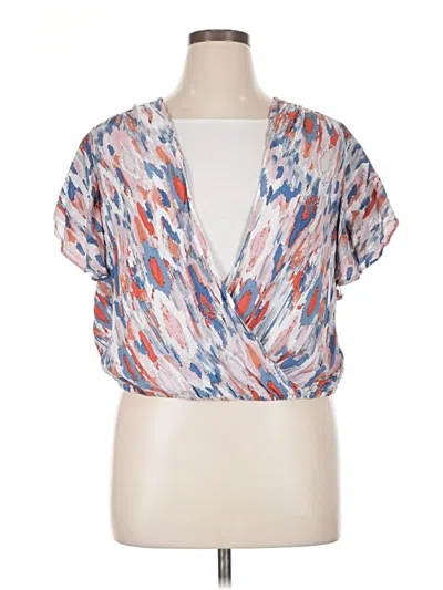 Pre-owned Eva Longoria Short Sleeve Blouse In Silver