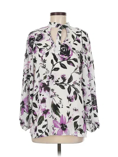 Pre-owned Eva Mendes By New York & Company Long Sleeve Blouse In Purple