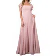 Eva Moscow Convertible Half Sleeve Chiffon Evening Slit Dress In Dusty Rose