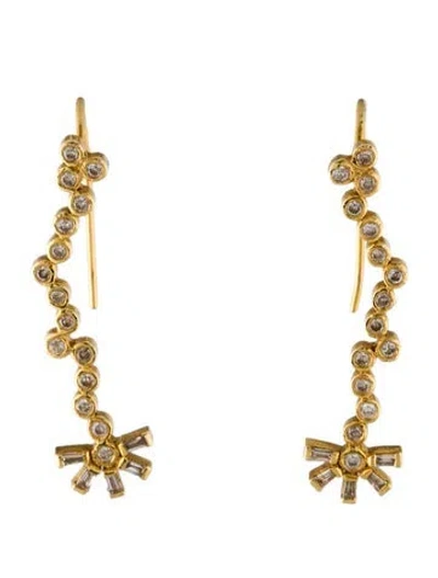 Pre-owned Eva Noga 14k Diamond Drop Earrings In Multi